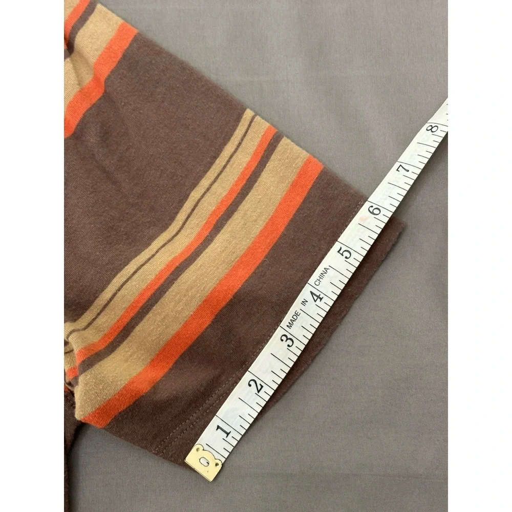 Banana Republic Vintage Polo Shirt Brown Orange Striped Cotton Mens Size Large L